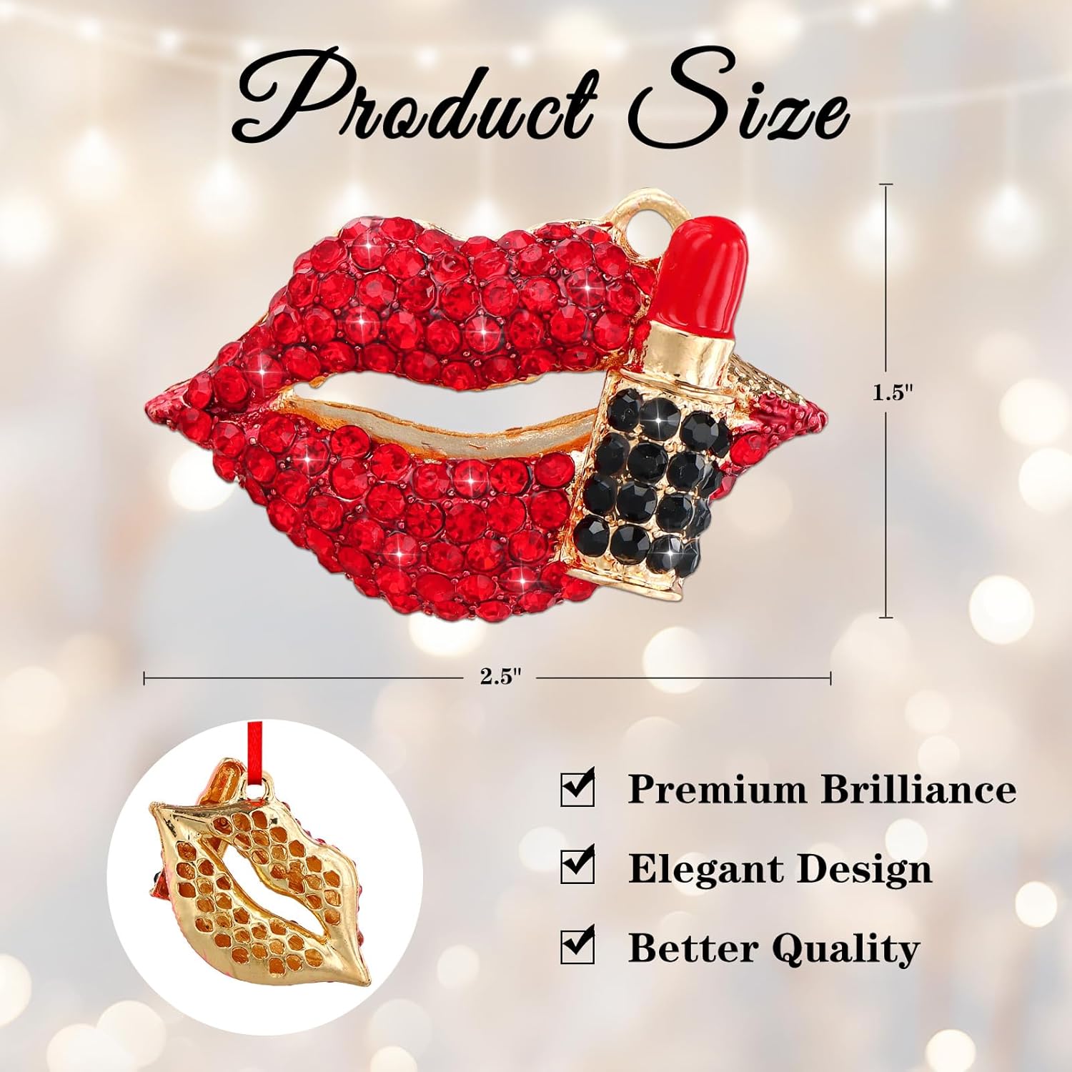 WhatSign Red Lips Lipstick Christmas Ornament - Makeup Ornaments for Christmas Tree Decorations Sexy Lips Christmas Tree Keepsake Ornaments for Women Girls - Image 7