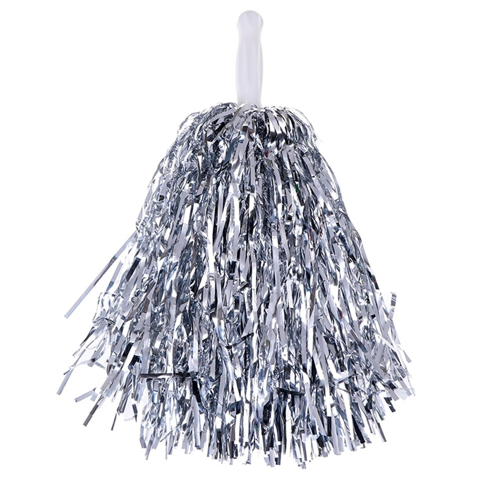 ZWCSHUU Cheerleader Pom Poms 1PC Cheer Dance Sport Competition Cheerleading Pom Poms For Football Basketball Match Pompon(Silver)