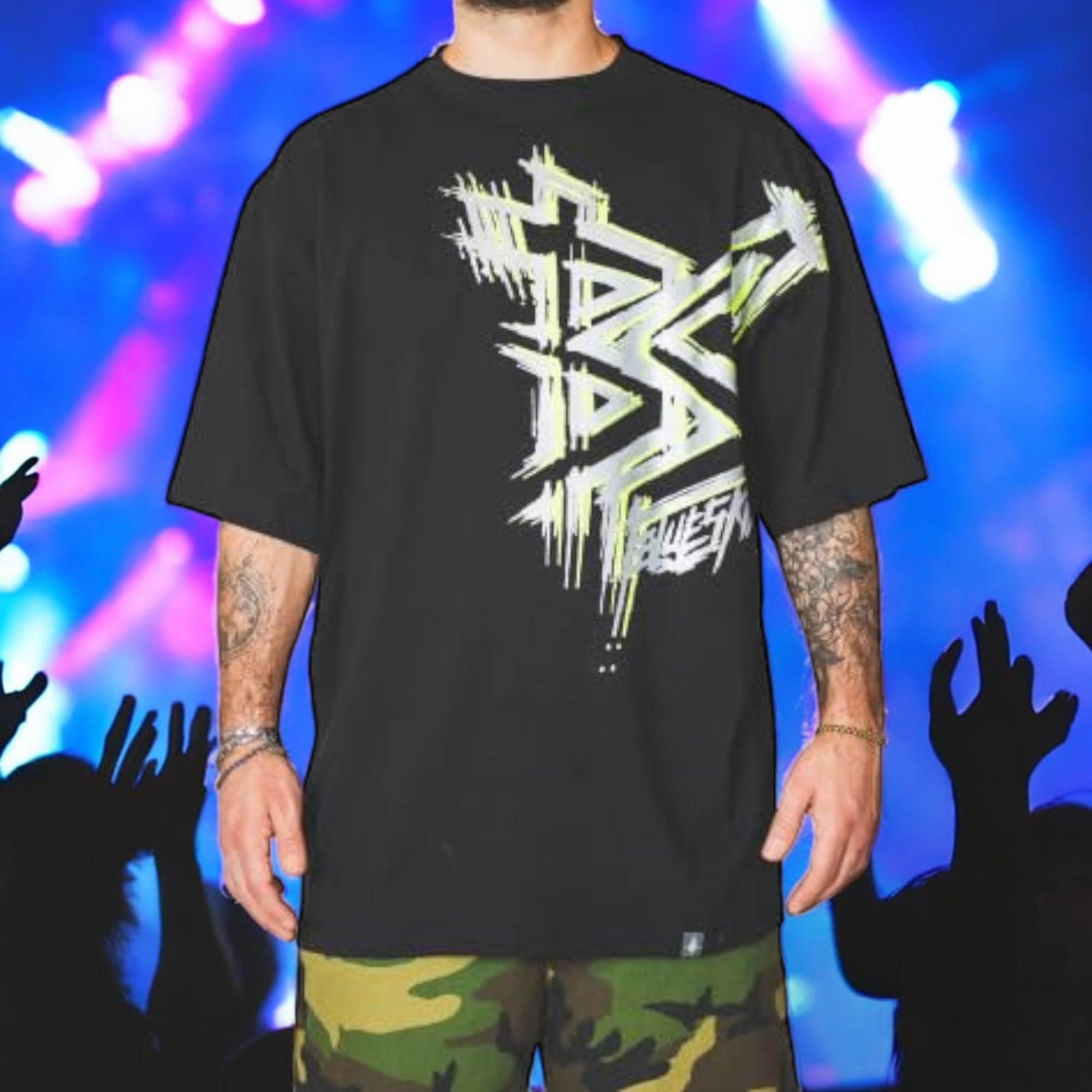 Camiseta estilo Skater y Hip Hop para liberar la auténtica autenticidad Baggy nuevo modelo Double Rugged plata neón y negro