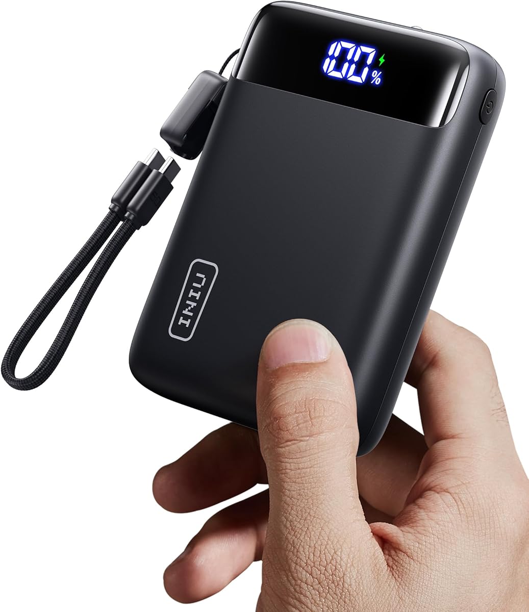INIU Power Bank, Smallest 20000mAh Portable Charger Fast Charging 22.5W, Battery Pack with USB C Cable&LED Display, Phone Powerbank for Travel Essentials, for iPhone 17 16 15 Pro max Samsung iPad etc