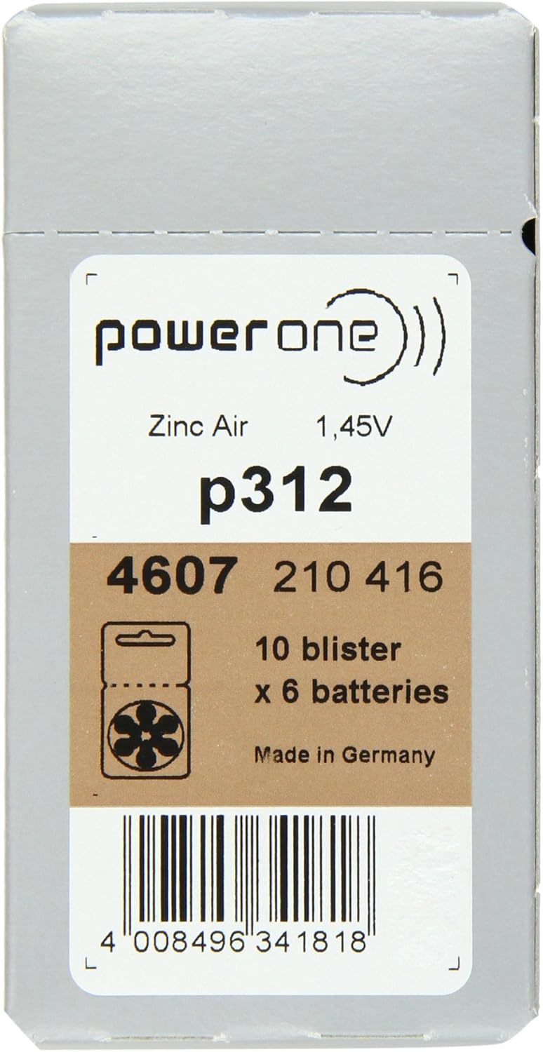 PowerOne Size 312 Hearing Aid Batteries - 50 x 6 Packs = 300 pcs.
