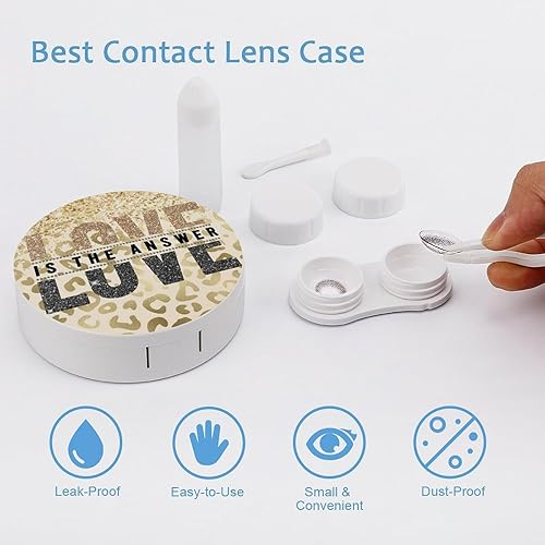 Miniatura 9 de Estuche para lentes de contacto de girasol negro, contenedor de color para lentes de contacto con espejo, kit de viaje portátil con solución