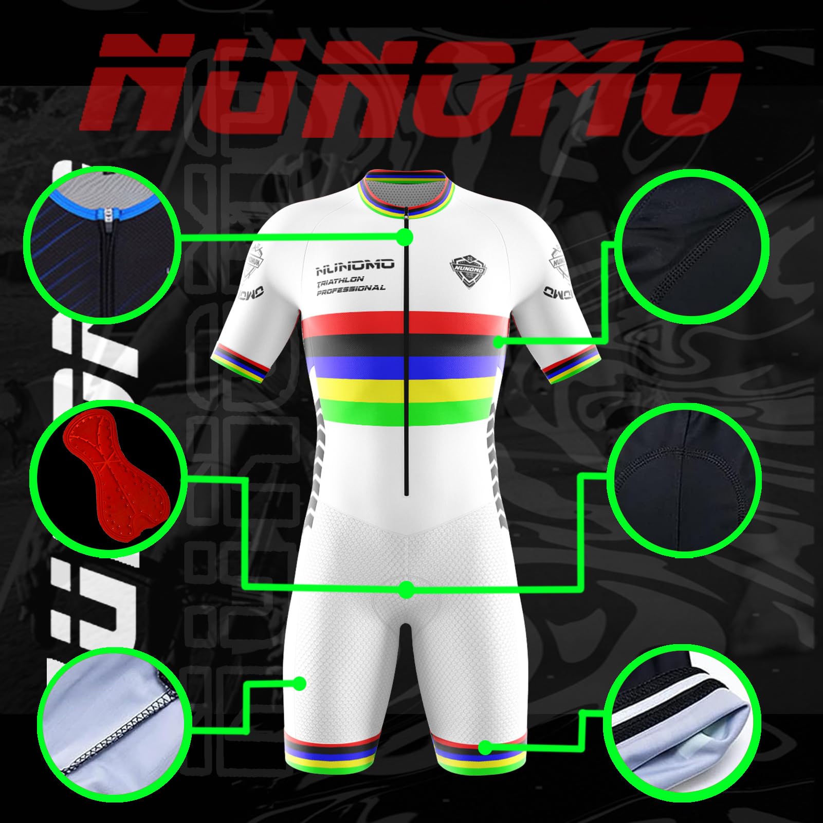 Tuta da Triathlon a Maniche Corte da Uomo, MTB Body Trisuit Cycling Skinsuit with Gel Pad per Nuoto/Corsa/Ciclismo, Men's Elite Sleeveless Trisuit/Corsa/Ciclismo
