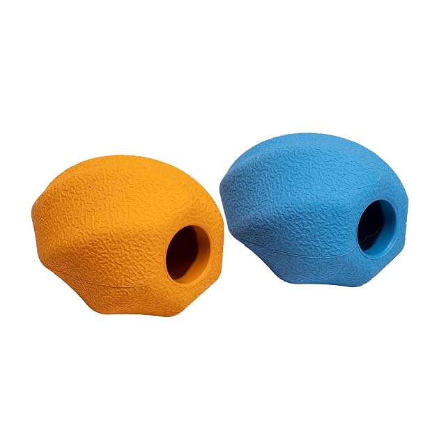 Foto 4 de 7 de Amazon Basics Juguete para Perro, dispensador de Comida, masticable, Juego de 2, tamaño Grande, Azul, Naranja