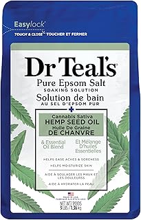 Dr Teal's Pure Epsom Magnesium Salt Soak, Cannabis Sativa Hemp Seed Oil, 3 lb