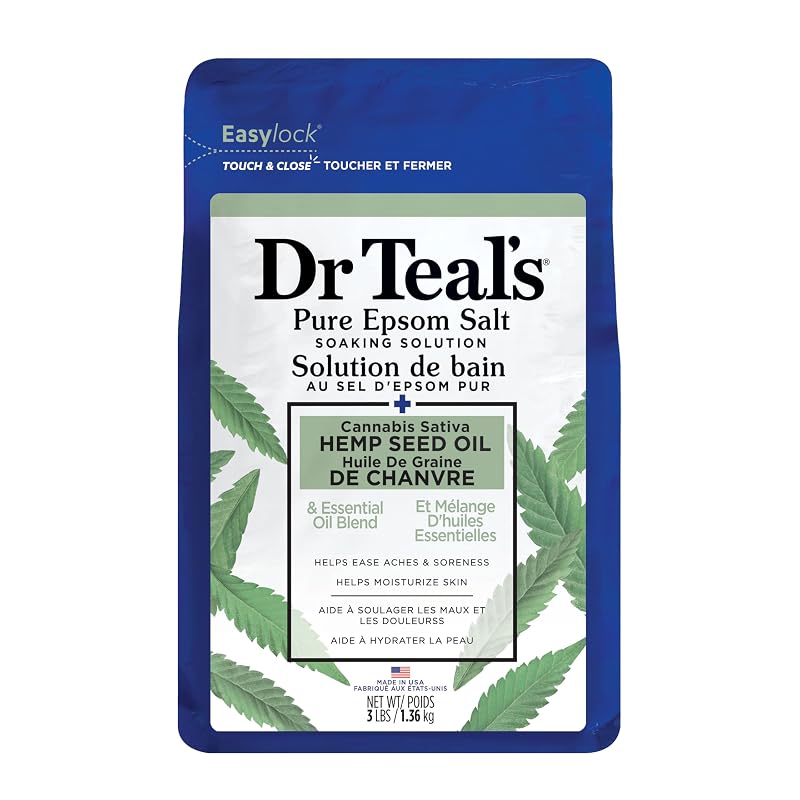 Dr Teal's Sal de Epsom com Óleo de Semente de Cânhamo Cannabis Sativa, 1,36 kg