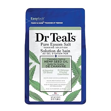 Dr Teal's Pure Epsom Magnesium Salt Soak, Cannabis Sativa Hemp Seed Oil, 3 lb