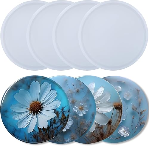 Miniatura 1 de 4 moldes de posavasos de resina, moldes de silicona para resina epoxi, moldes de posavasos redondos para fundición de resina, bricolaje