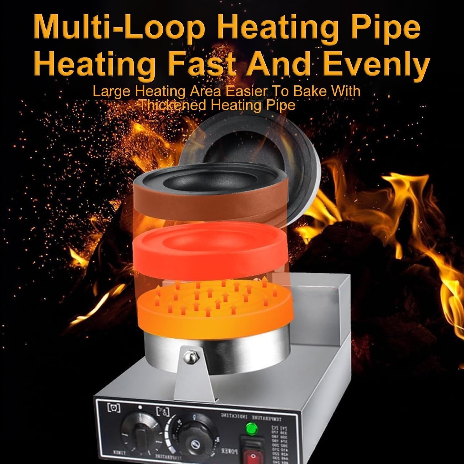 Macchina per Waffle di Hamburger Elettrica 1200W con Riscaldamento su Entrambi i Lati, Pressa Sandwich Commerciale con Timer di Temperatura, Preriscaldamento Rapido, Nessuna necessità di Girar Double