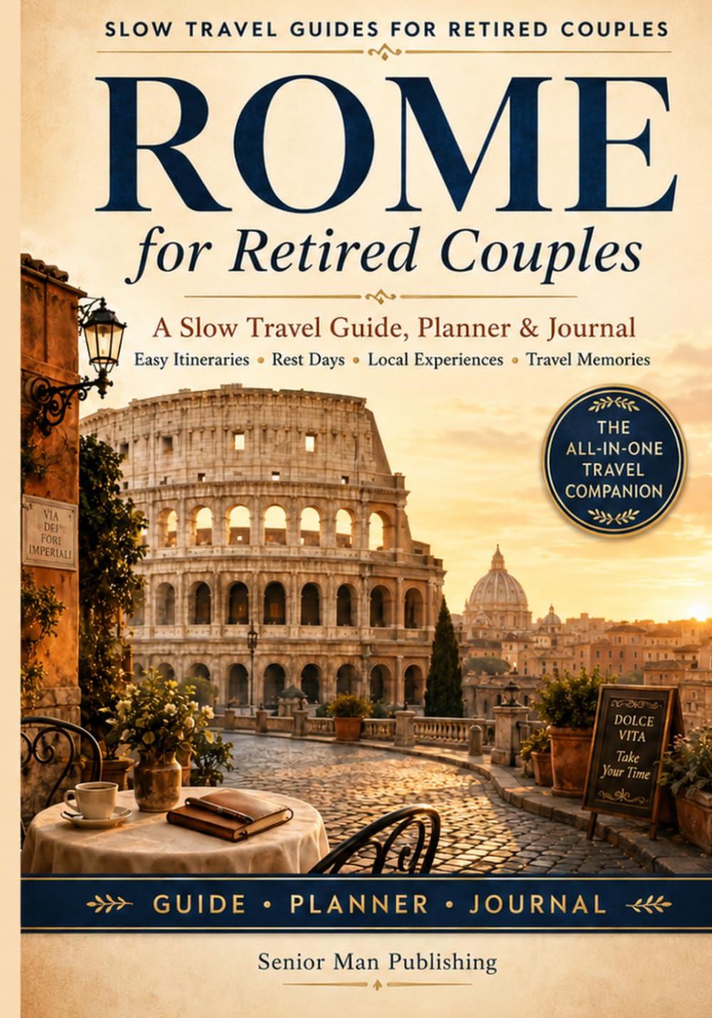 Rome for Retired Couples: The All-in-One Rome Travel Companion with Easy Itineraries, Practical Planning Pages, Checklists, Rest Days, Local Experiences, and a Write-In Travel Journal