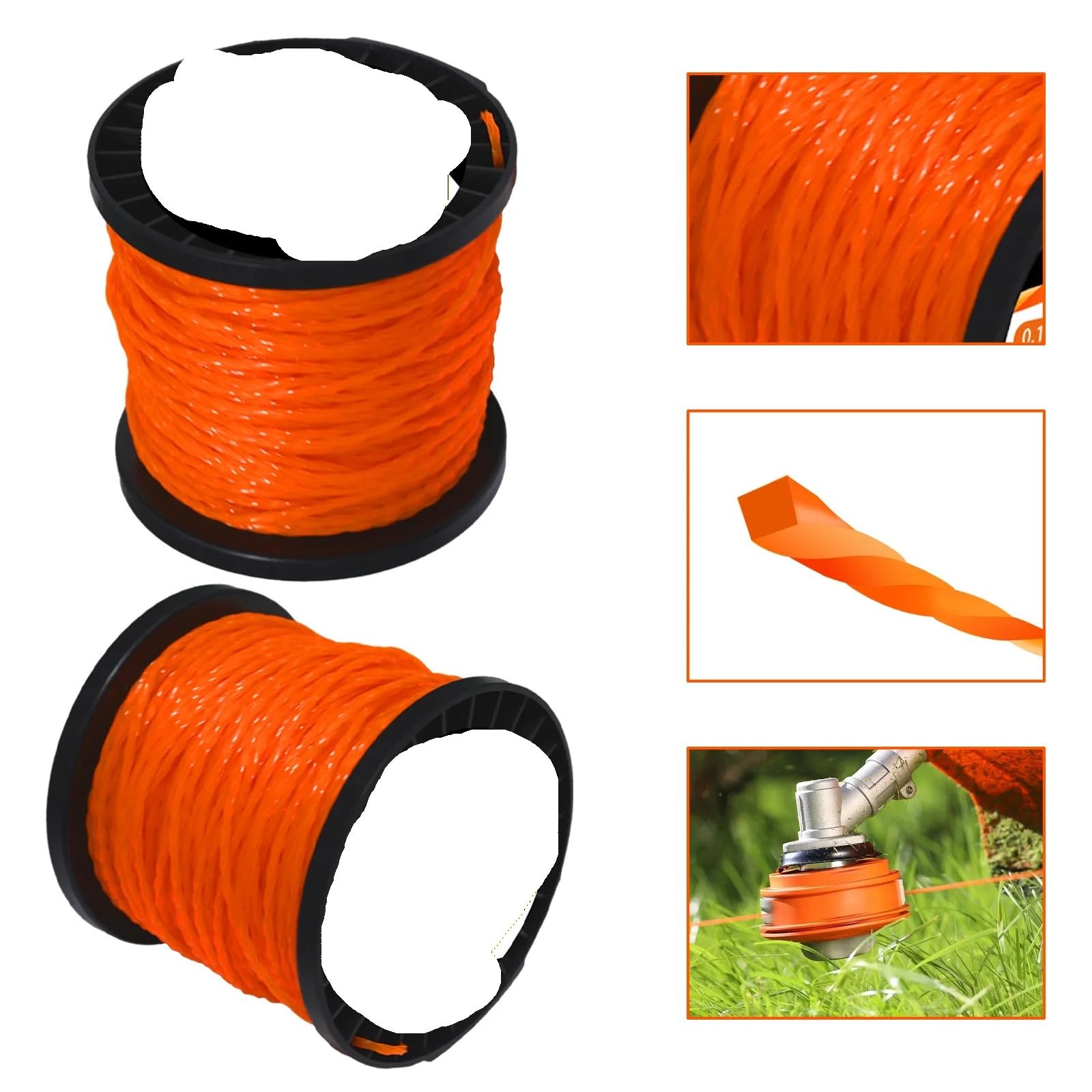 Cortacésped En Espiral De 2,0/2,4/2,7/3,3/4,0 Mm, Cuerda De Relleno A Rayas, Cortacésped De Cuerda De Nailon(4.0mm41m)
