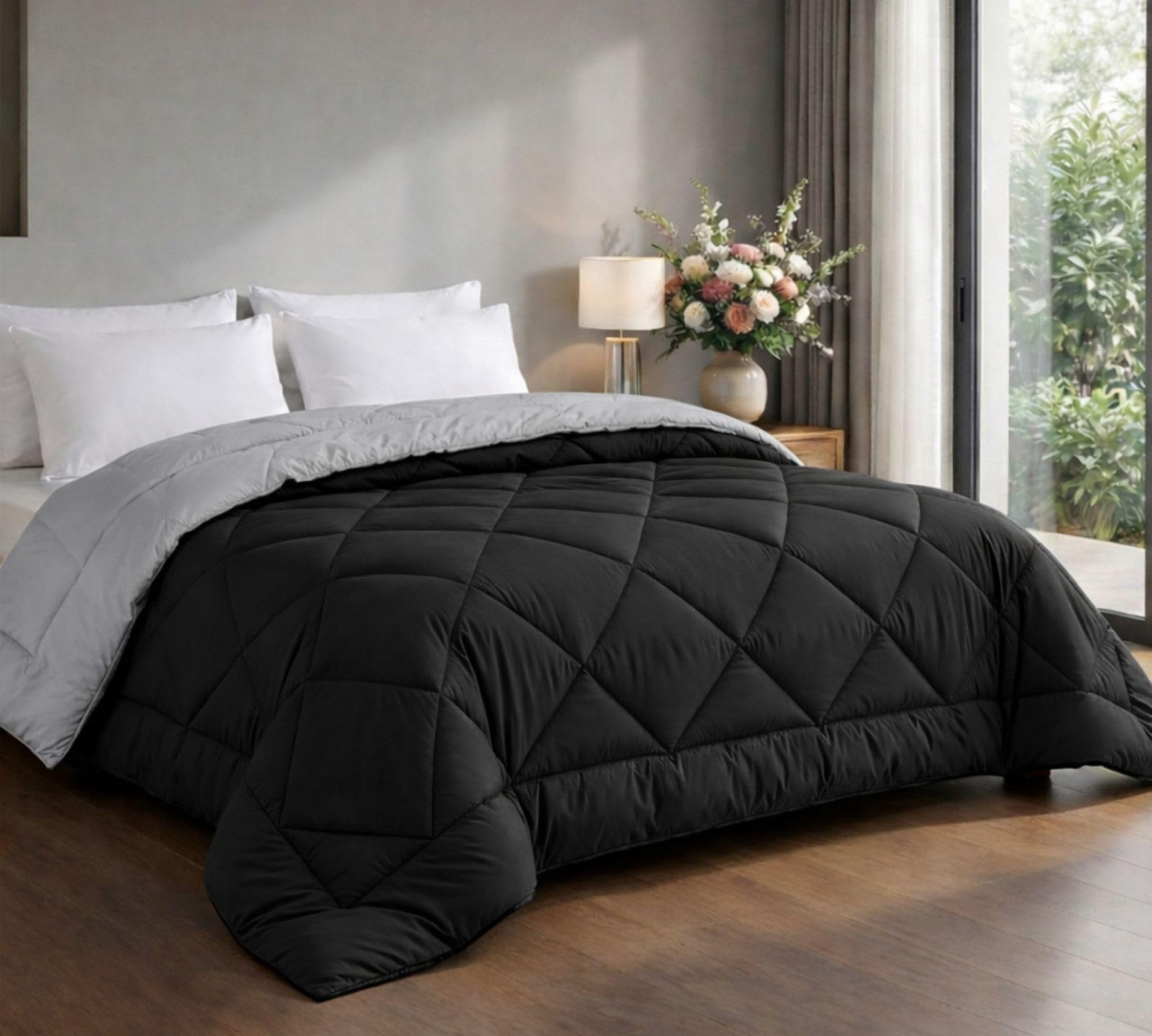 VAS COLLECTIONS Summer Razzai 220 GSM Comforter Black & Silver