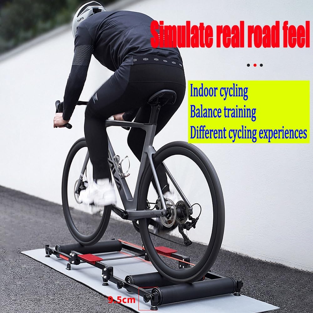 Piattaforma per bicicletta a rullo, supporto a rullo per bici, regolazione in 5 fasi, rullo in lega di alluminio, telaio pieghevole in acciaio, adatto per mountain bike e bici da strada con basi da