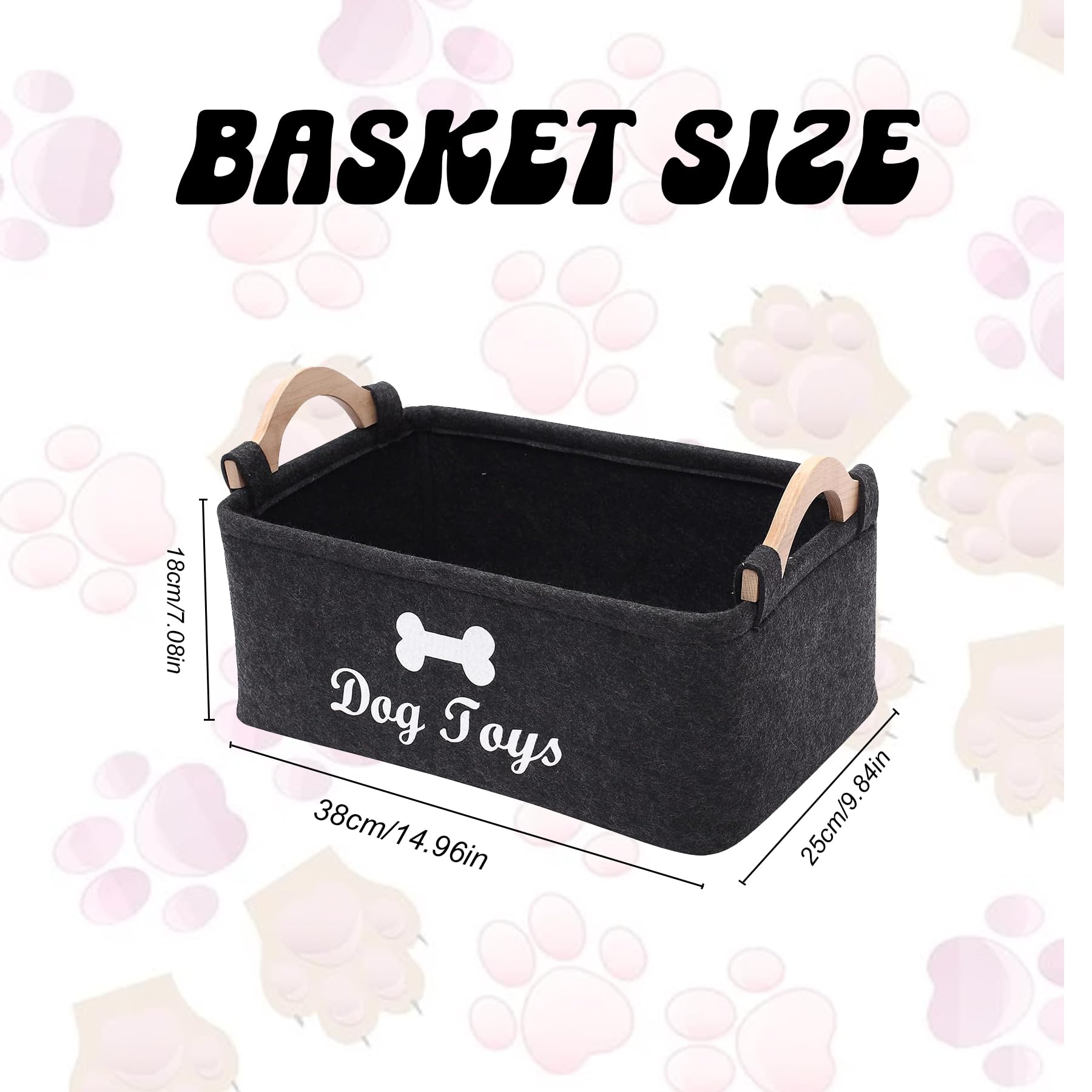 INHEMING Corbeille à jouets pliable pour chiens et chats, Panier de Rangement pour Jouets pour Chat Chien,Panier de Rangement pour Animaux 38cm x 25cm x 18cm