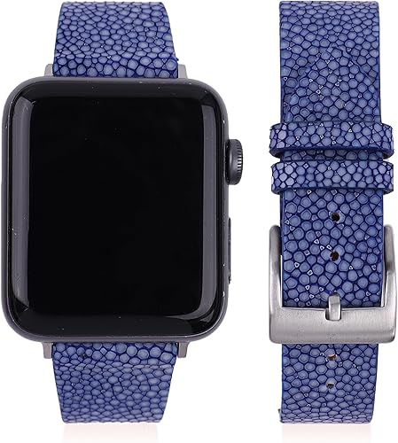 Handdn Bands Compatible with Apple Watch Band 49mm 45mm 44mm 42mm 41mm 40mm 38mm Men Women Stingray Leather Band Compatible with Apple Watch Ultra