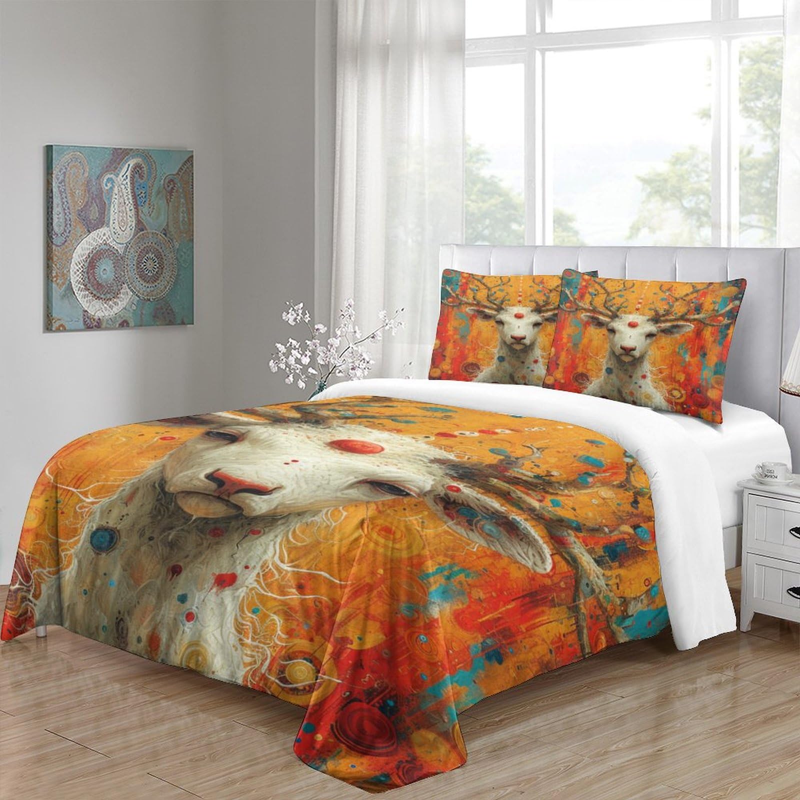 Stampato in 3D Pronipote tibetano Copertina Stampata Microfibra Disegnata Biancheria Da Letto Stile Morbido Set 3 Pezzi,Double（200x200cm）, Per Adolescenti E Adulti