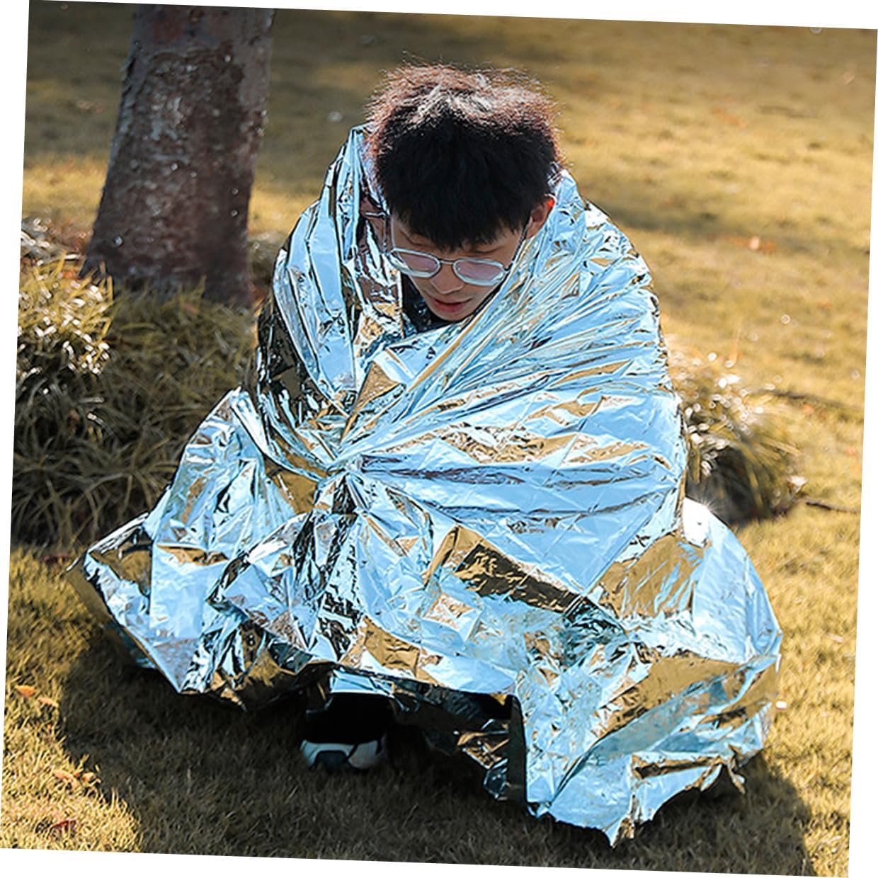 4pcs Portable Insulation Emergency Blanket Set, Silver Reflective Thermal Survival Blankets 160x210cm, Windproof Waterproof Camping Warmth for Outdoor Hiking and First Aid