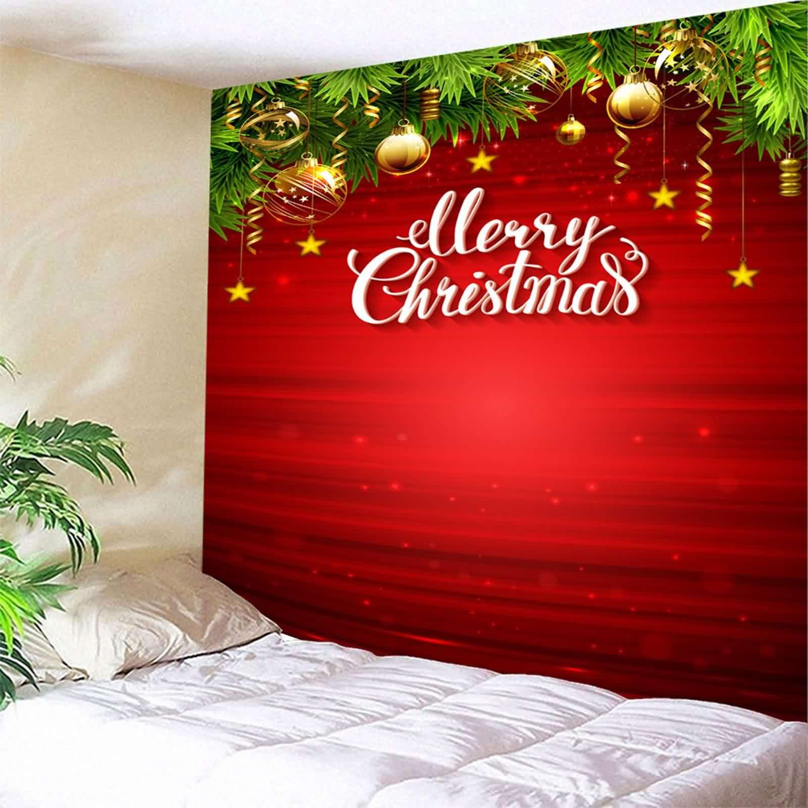 Navidad Tapices Infantiles Papel Tapiz Para Suelo Bola De Decoración De Navidad Estrellas Tapiz Para Sofás Papel Tapiz Cocina 3D Verde Blanco Amarillo Rojo 350x256cm