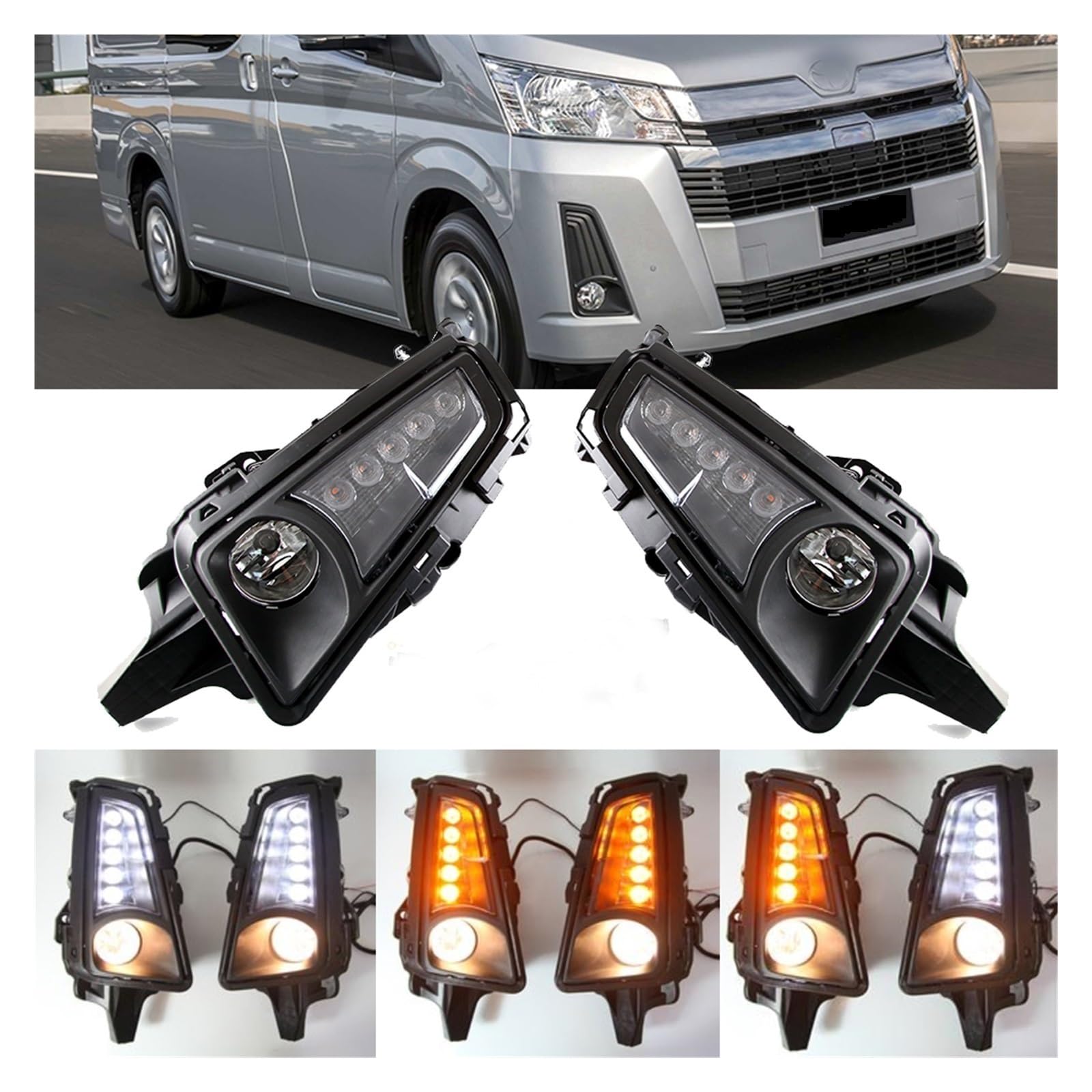 パーツ Toyota Hiace front bumper light TRD Pair For 2014-2018 Toyota Hiace LED Fog Lights Front Bumper
