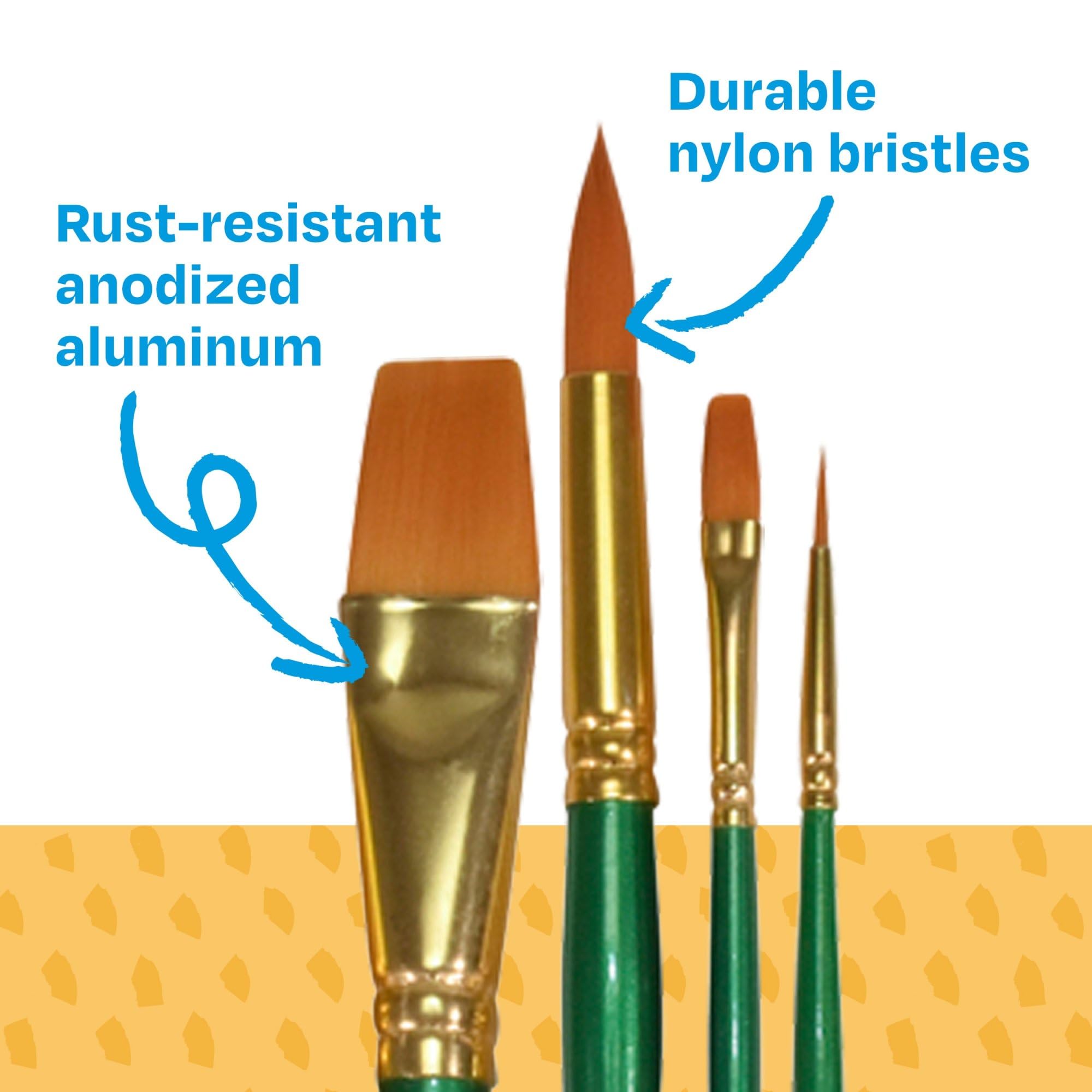 Saxophon optimale Golden Taklon kurzer Griff Pinsel – Verschiedene Größen – Set aus 72 – Grün