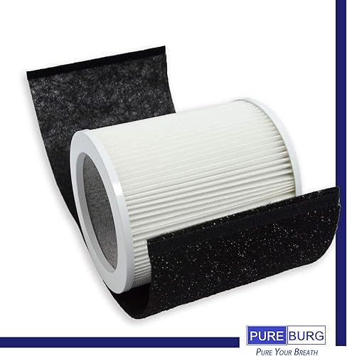 Miniatura 4 de PUREBURG Juego de filtros de repuesto compatibles con Hunter HP400 purificador de aire cilíndrico de torre, H13 True HEPA + 4 x carbón activado
