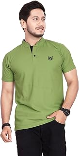 BAGHADBILLO Men's and Boy's Polyster T-Shirt with Mandarin Collared Neck Half Sleeves Closuer Button and Regular Fit | Pol...