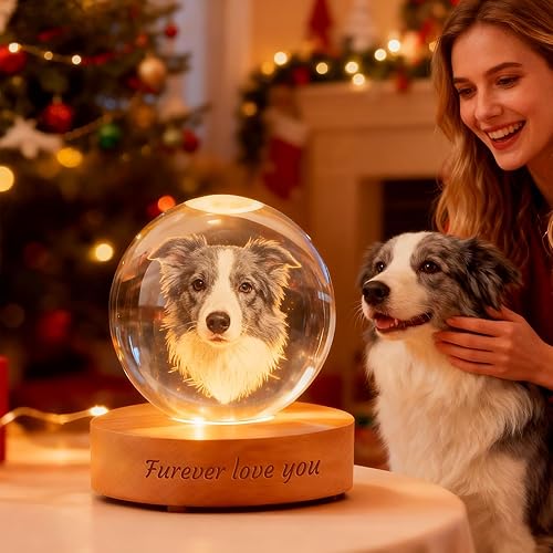 Miniatura 7 de Lámpara de bola de fotos de cristal 3D personalizada, regalo conmemorativo personalizado para recuerdo de Navidad, globo de cristal grabado con