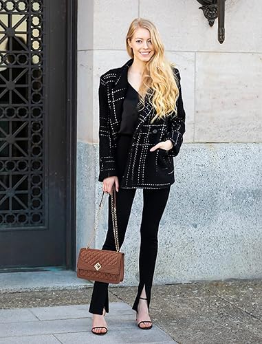 Miniatura 2 de LOVEVOOK Bolsos cruzados para mujer de cuero con estampado acolchado, bolso de hombro con correa de cadena, cartera de moda, bolso de noche para