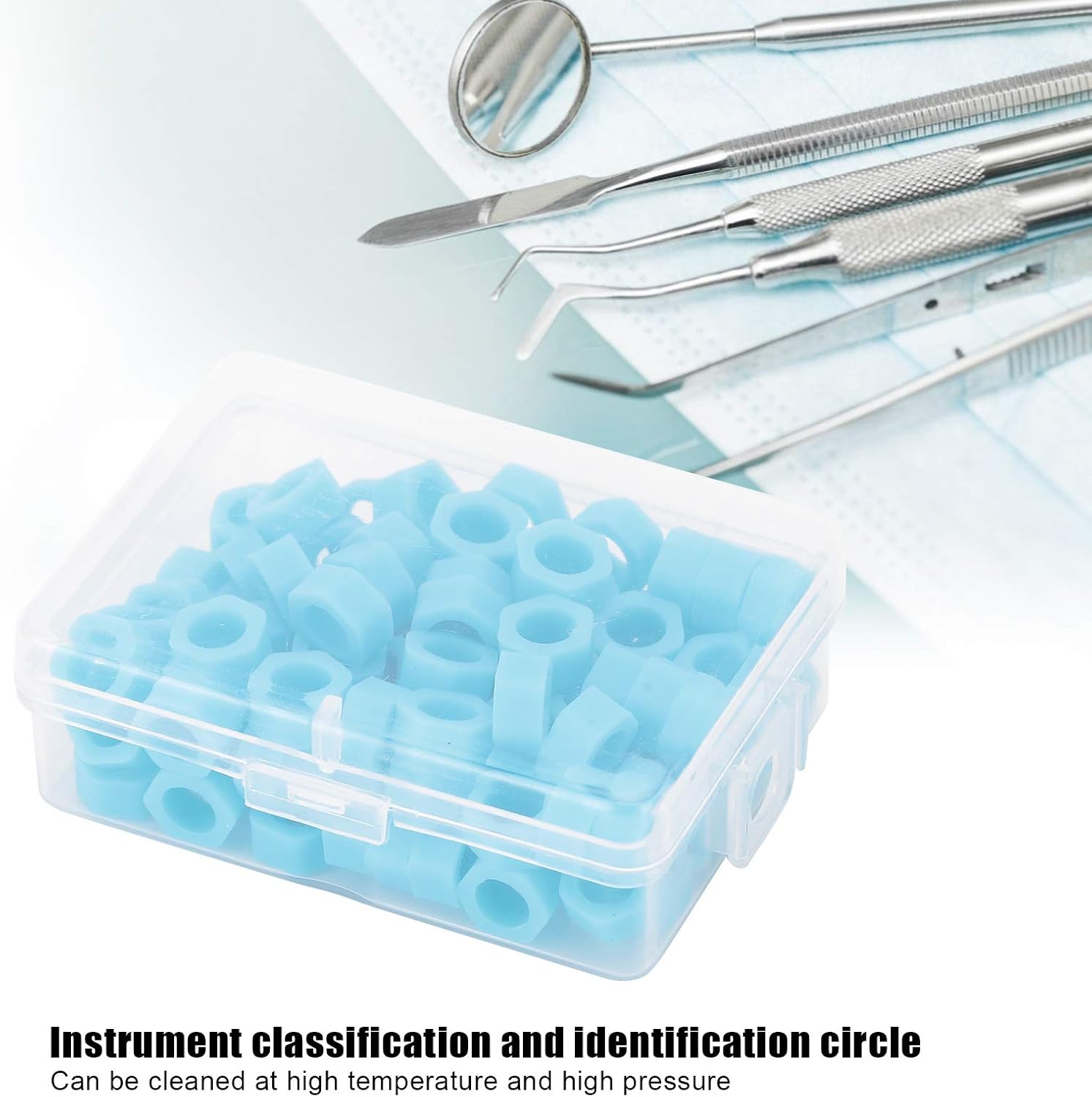 100pcs Dental Code Rings, Silicone Instrument Code Circle Autoclavable