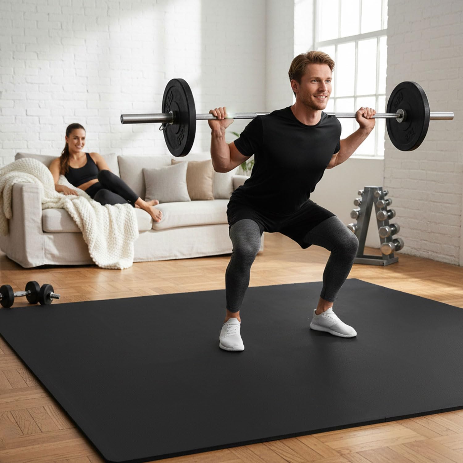 eyepower 1,7 m² mata ochronna na pod?og? Fitness 18 p?yt pod?ogowych 30 x 30 Homegym mata do fitnessu mata pod?ogowa do si?owni, sprz?t fitness, mata izolacyjna do bie?ni, roweru, urz?dzenia