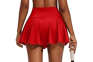 Red Pleated Tennis Skirt with Pockets