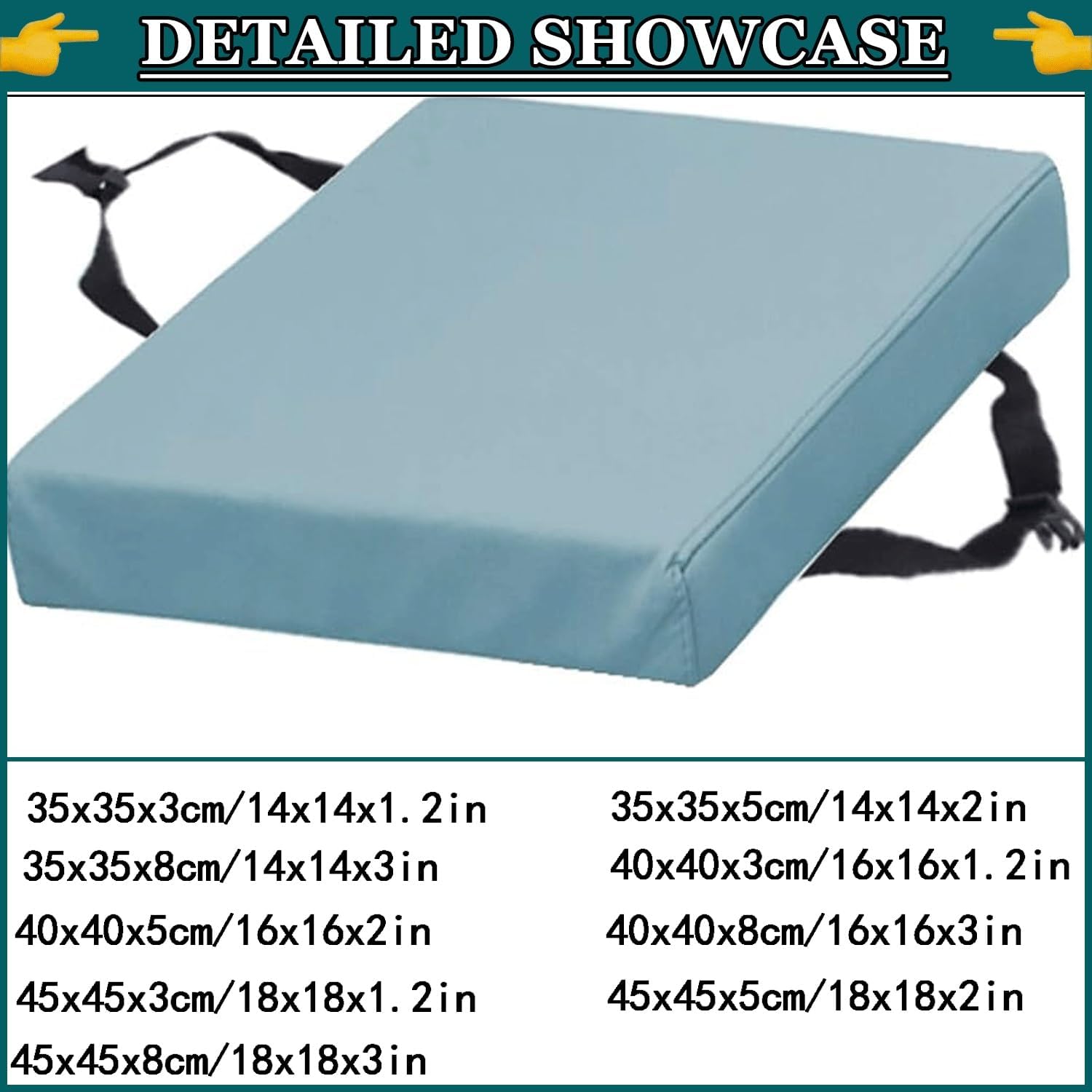 Waterproof Square Bar Stool Cushions with Ties 14/16/18" Indoor Outdoor - Chair Cushion Non Slip Seat Pad Memory Foam Chair Pads with Zipper(@5,16X16X3IN)