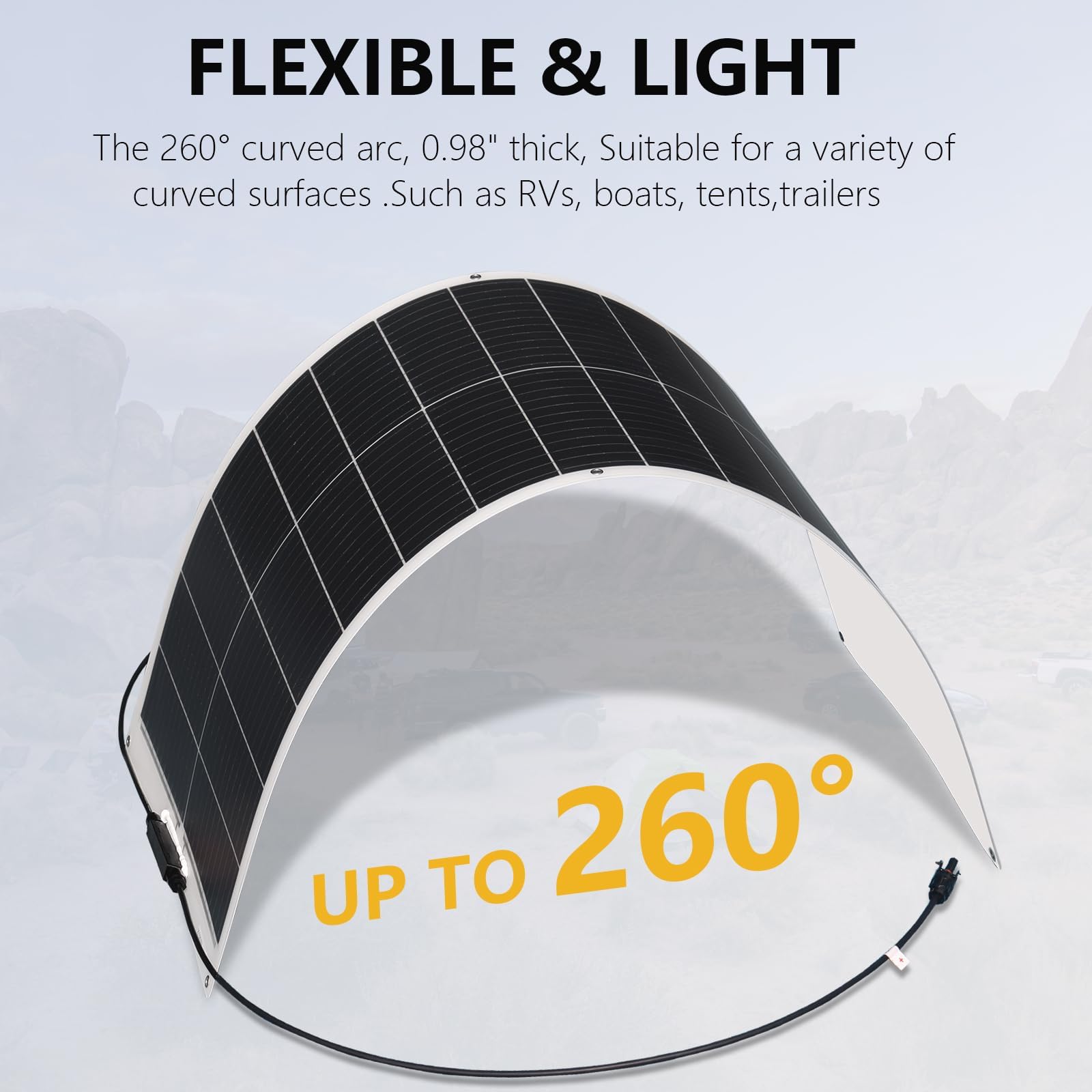 XINPUGUANG Pannello solare flessibile 12 V 100 W Pannello solare Monocristallino Pannello fotovoltaico per camper, caravan, barche