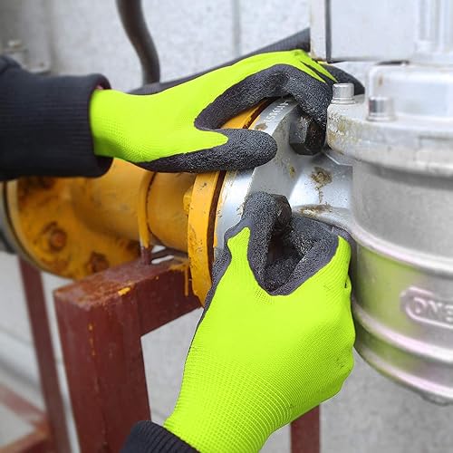 Miniatura 6 de Evridwear Guantes de trabajo de seguridad con revestimiento a mano de látex arrugado para hombres y mujeres, uso general, multiusos, construcción,