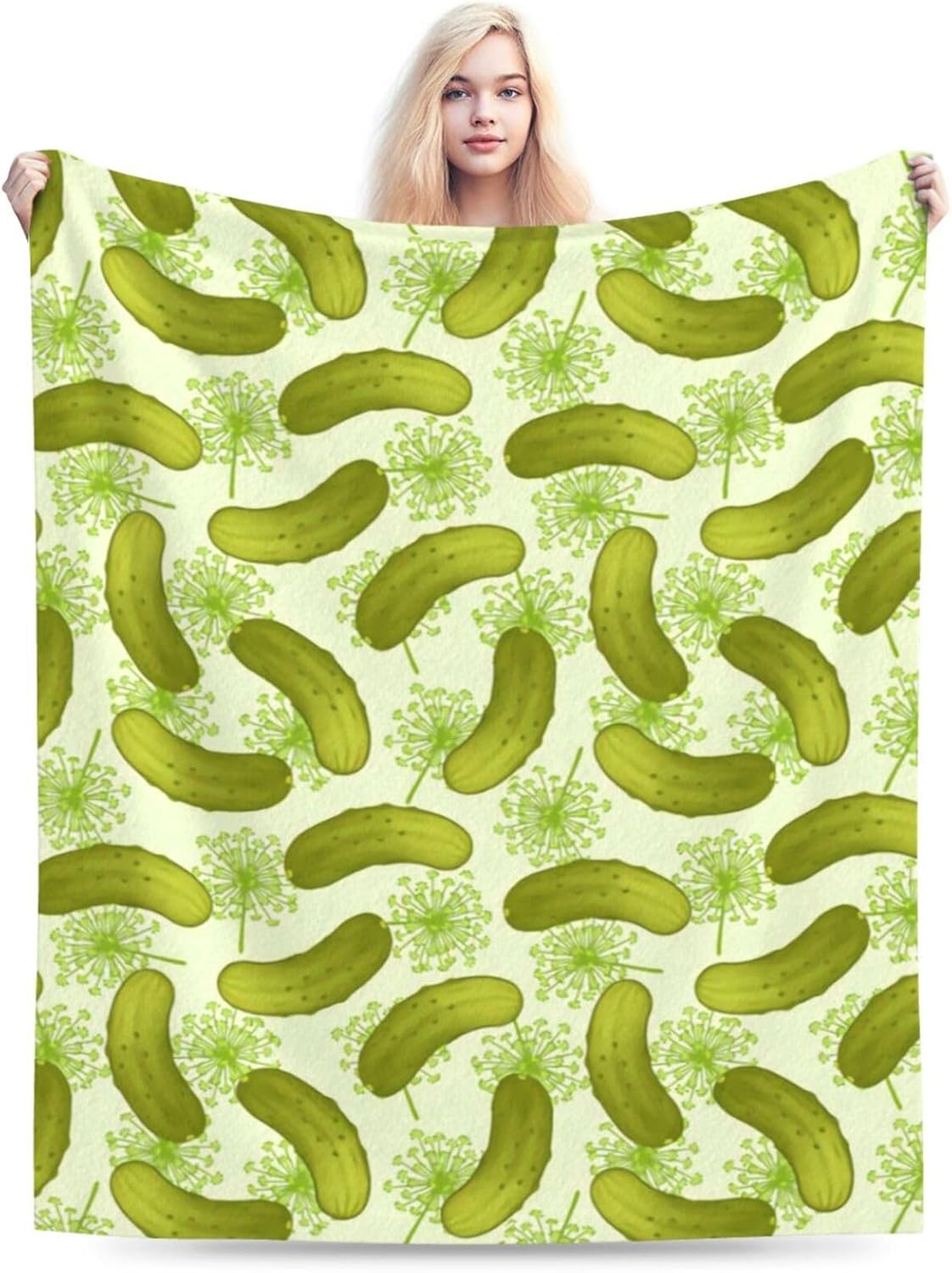 Dill Pickle Flannel Throw Blanket Lightweight Soft Warm Bed Throws for Home Couch Room Sofa Office Travel Camping Dorm Decor Adults Kids Gifts 60x50 Inch - Image 2