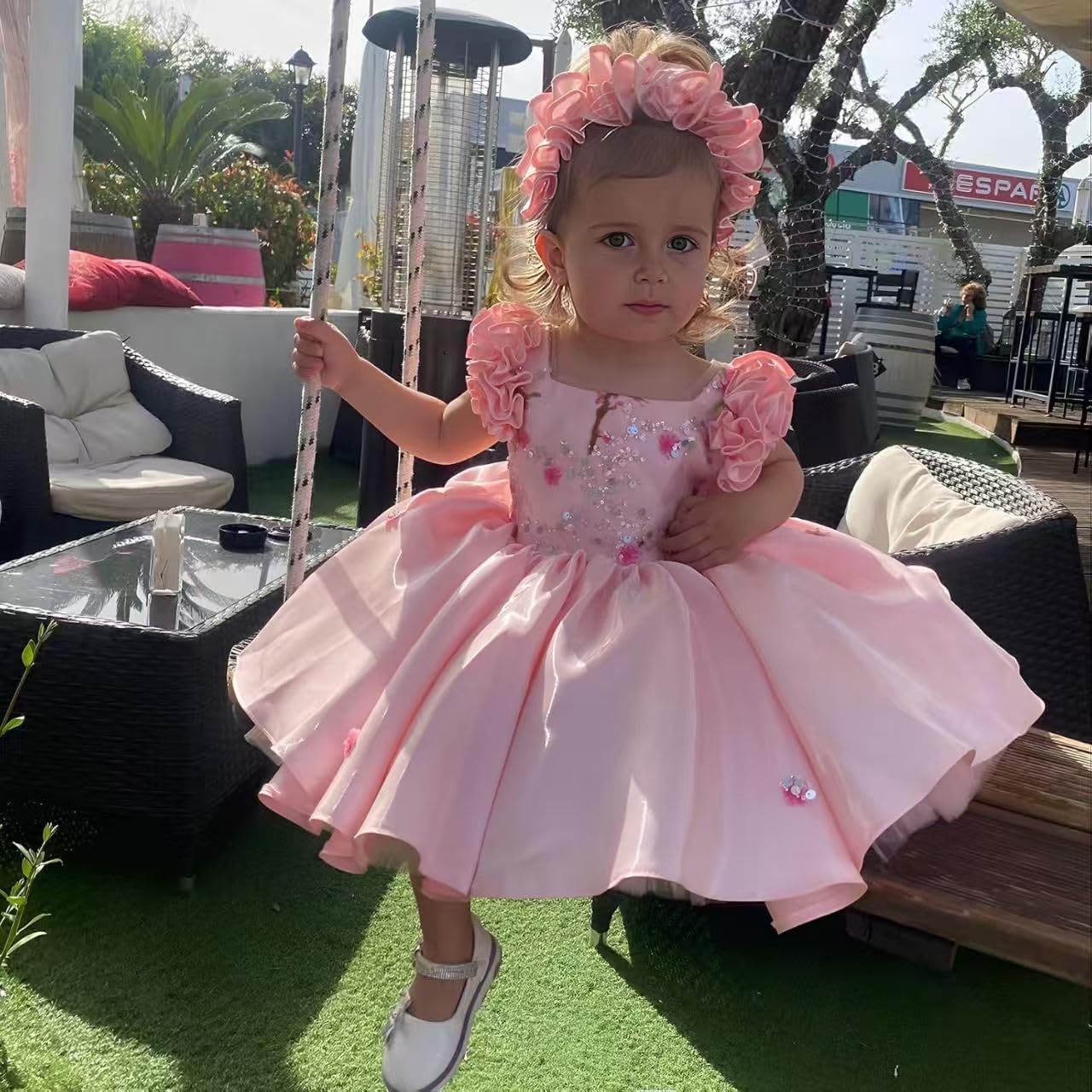 Girls' Dresses Flying Sleeve Puffy Princess Dresses Flower Girl Wedding Birthday Party Dresses