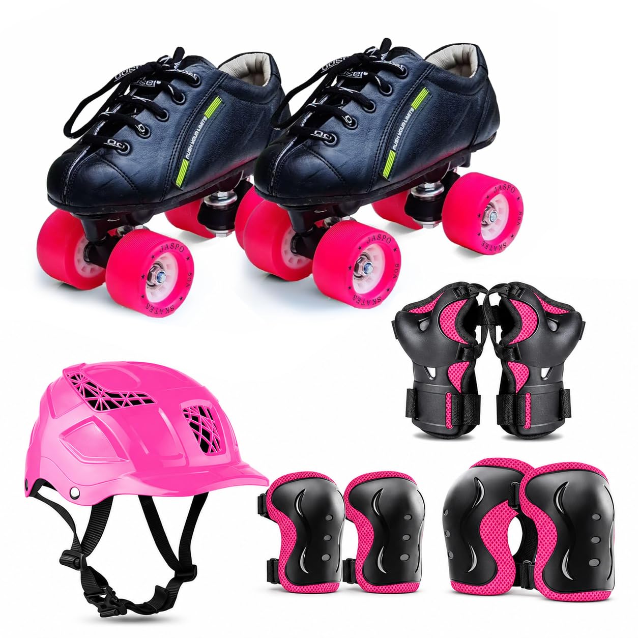 Jaspo Skater Girl Pro Shoe Skate Combo(Shoe Skates+ Helmet+Knee+Elbow+Wrist Guards) (Size-6 UK (Age 12-13 yrs), Skater Girl PRO)