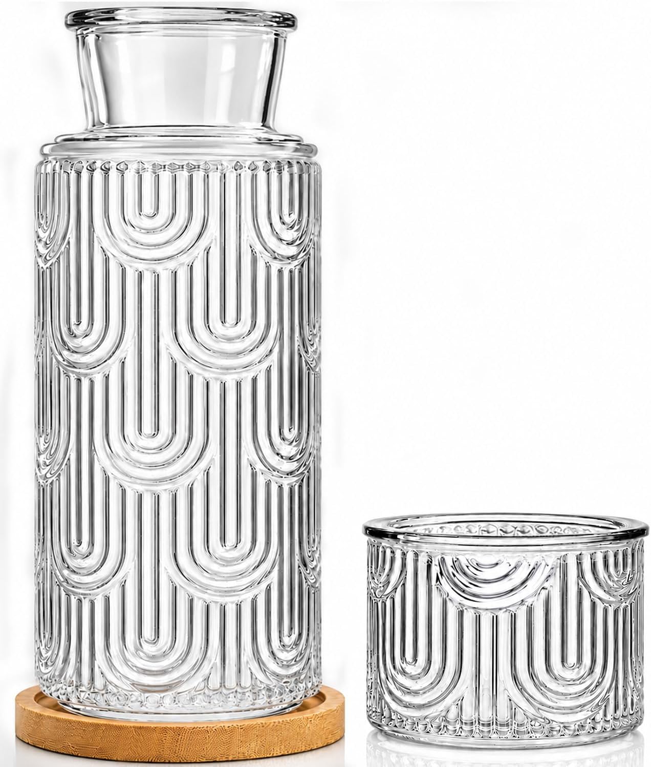 Bedside Water Carafe and Glass Set, Mouthwash Dispenser for Bathroom