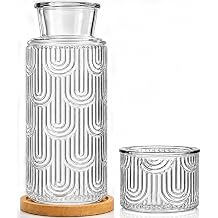 Bedside Water Carafe and Glass Set, Mouthwash Dispenser for Bathroom