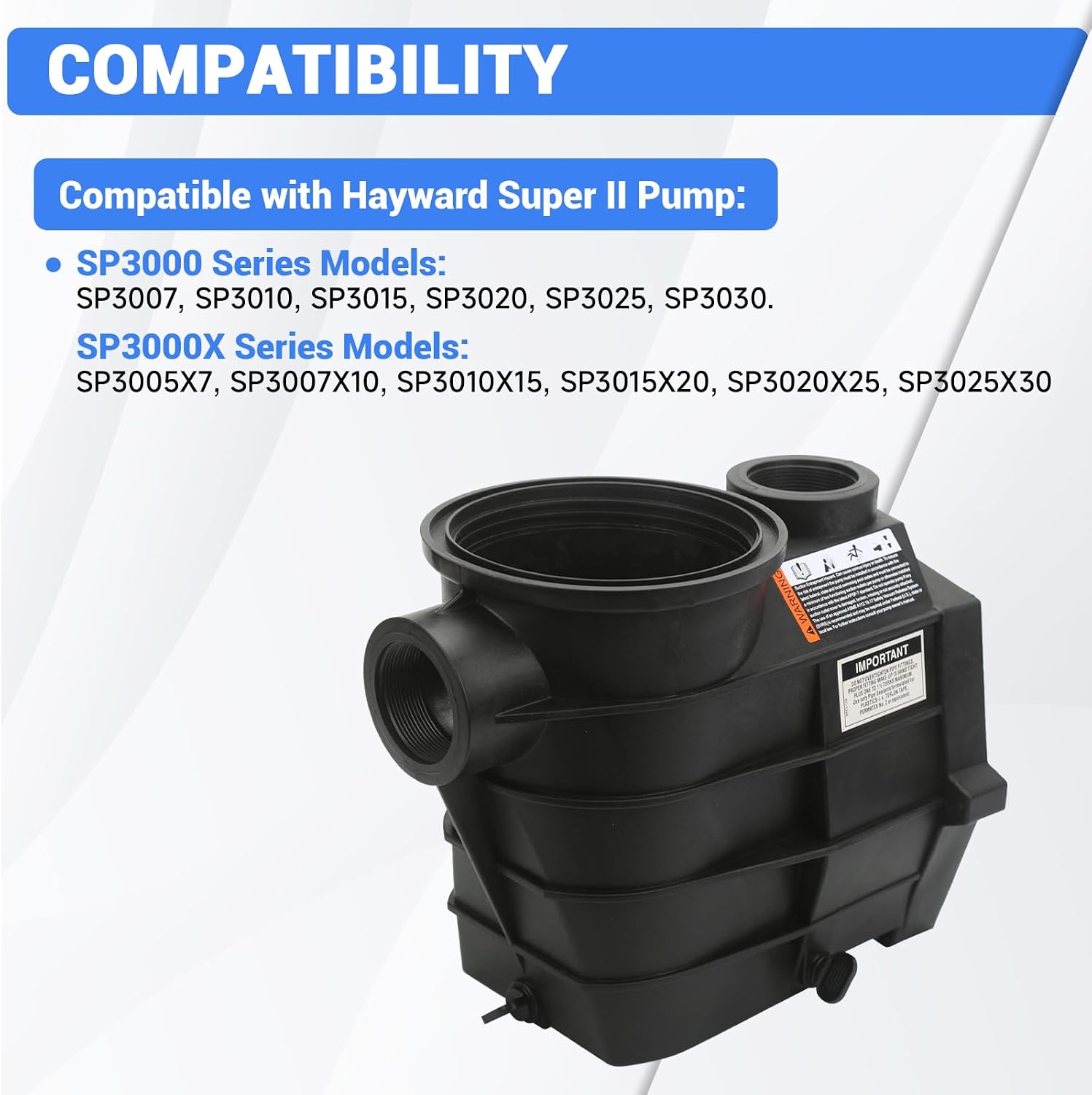 SPX3120AAZ Threaded Style Pump Housing and Strainer with Drain Plugs Compatible with Hayward Super II Pump SP3000/SP3000X Series Models 2-Inch by 2-Inch
