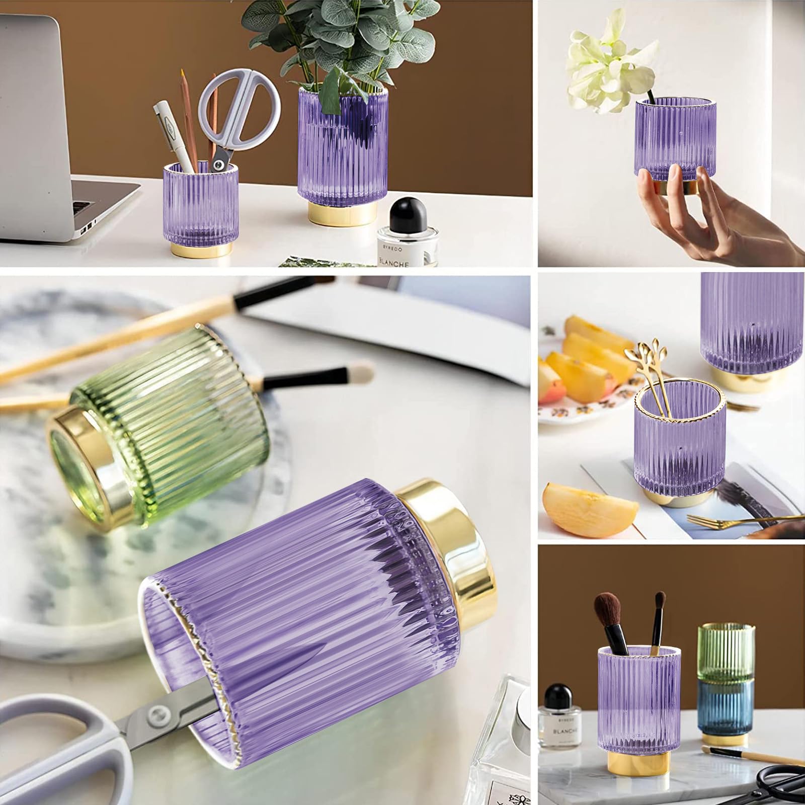 DASITON Makeup Brush Holder Organiser, Crystal Cosmetic Make Up Brush Holder, Glass Makeup Brushes Storage Organiser - Image 3