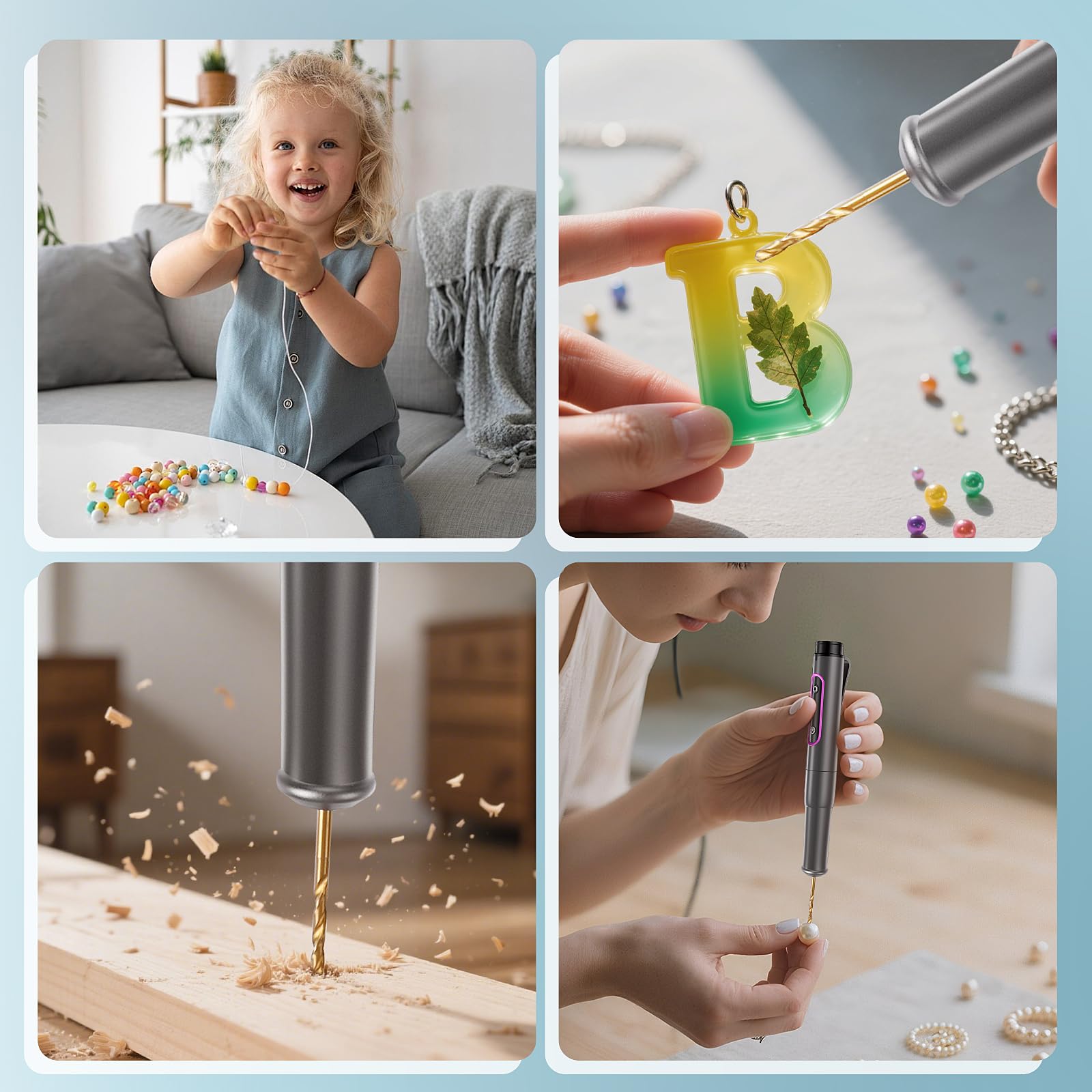 Comius Sharp Mini Trapano Elettrico USB Ricaricabile DIY Drill Pen Set 10 Punte Elicoidali 0.6-2.2 mm per Resina Plastica Legno Circuiti