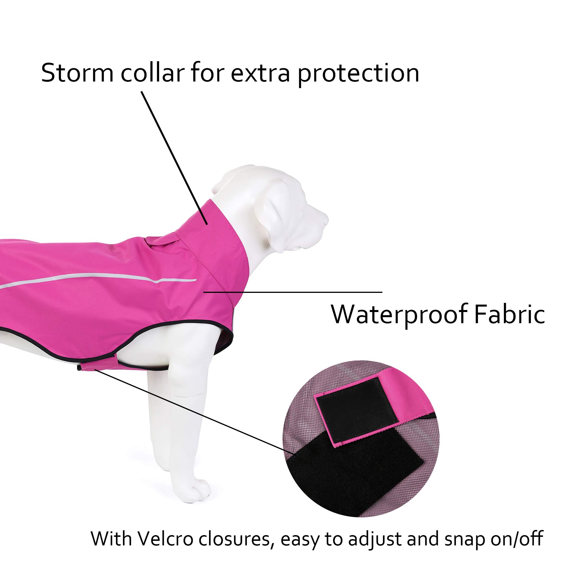 Impermeabile Cane Antipioggia Mile High Life - Regolabile, Catarifrangente, Rosa XS