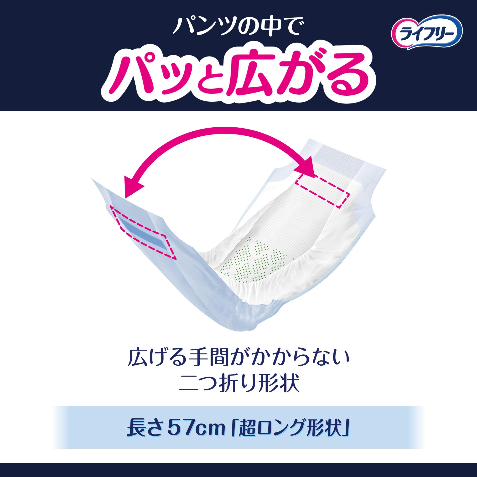 38.39.ライフリーズレずに安心紙パンツ専用尿とりパッド2回吸収(36枚×8袋 ライフリー ズレずに安心 紙パンツ用尿とりパッド 8回吸収- ライフリー