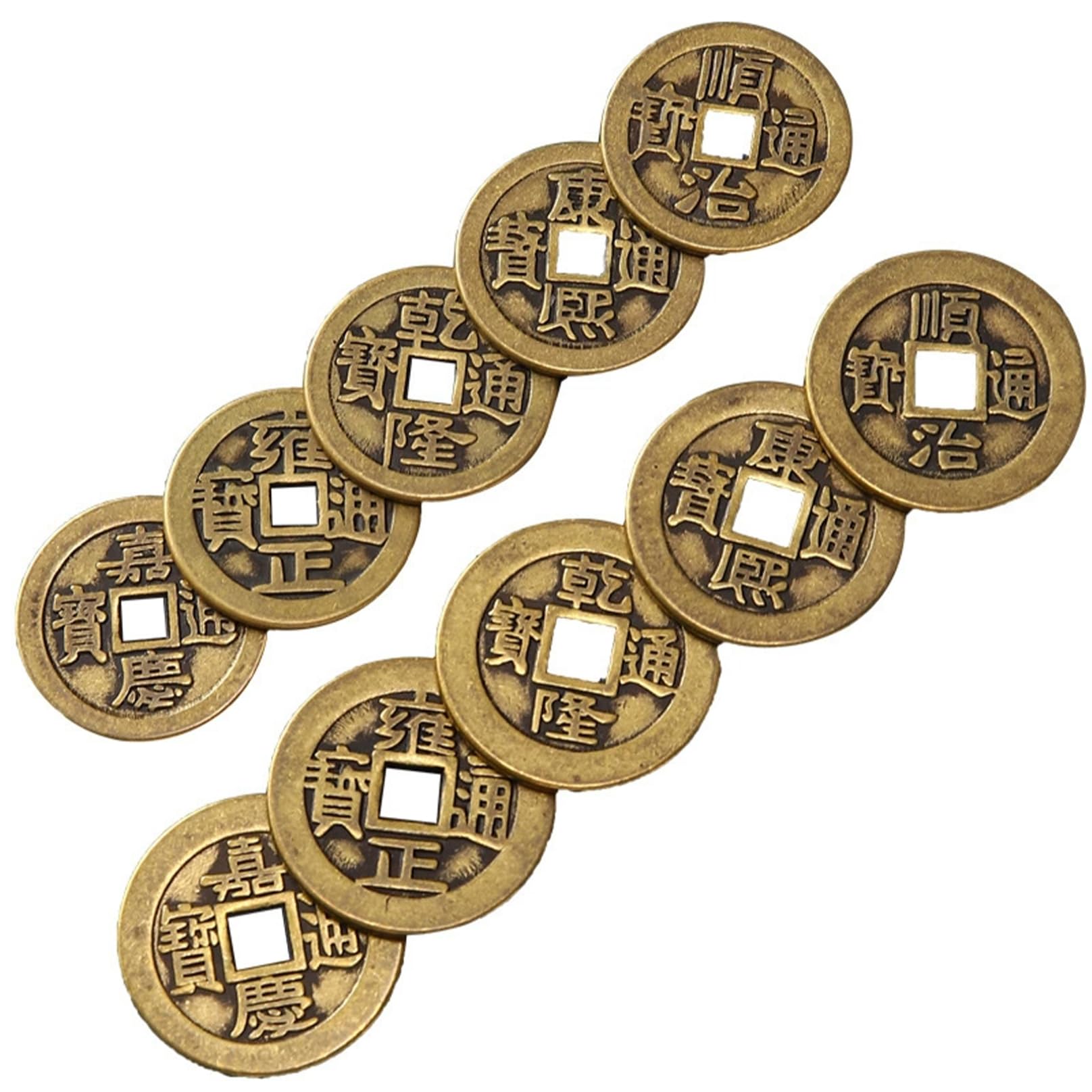 Feng Shui Decor 10Pcs Chinese Coin, Ancient Style Copper Feng Shui Chinese Coin for Prosperity Protection Good Fortune Wealth and Successes