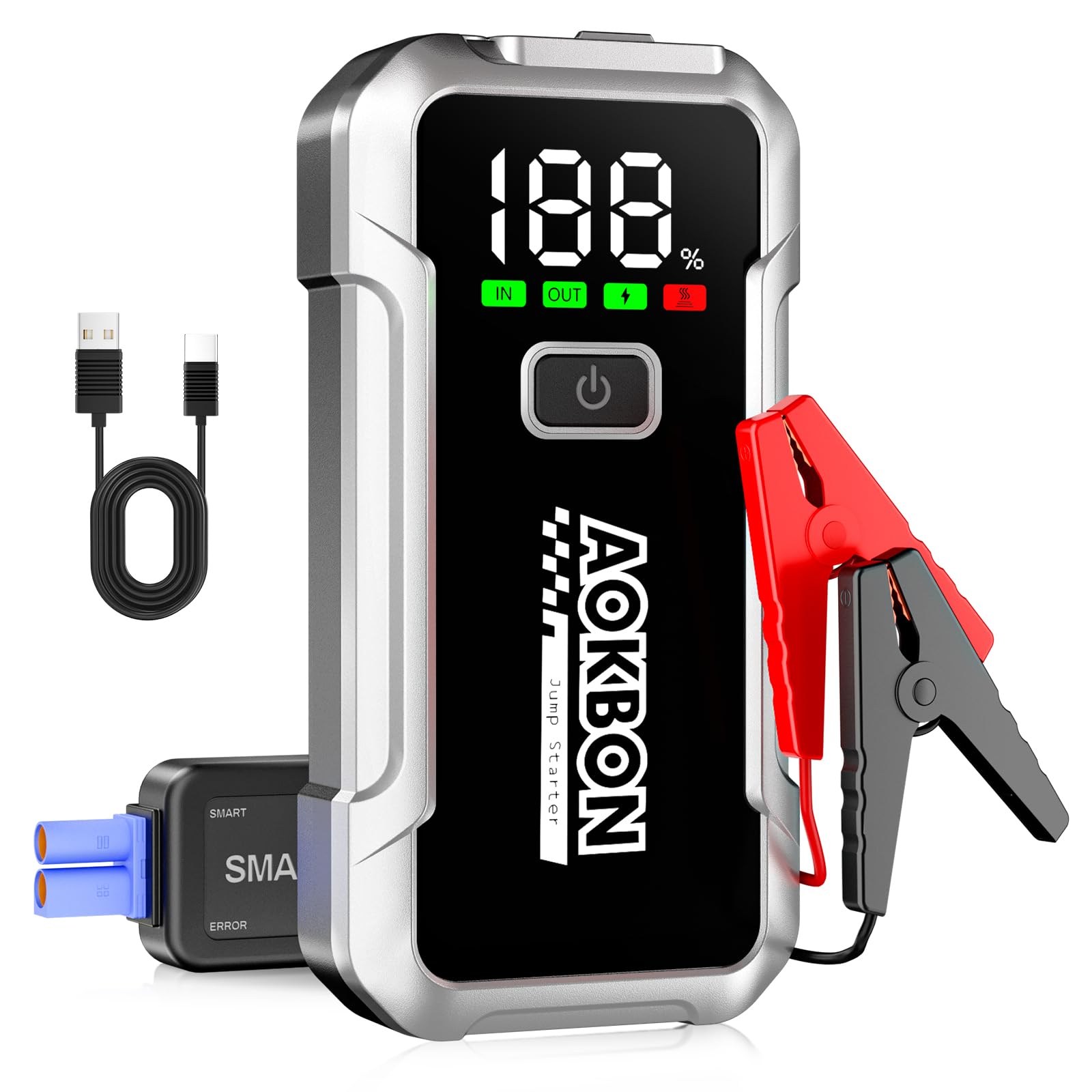 CARHEV 7000A Starthilfe Powerbank für Pkw, 12V Auto Starthilfe Powerbank (Bis Zu 10,0L Benzin Oder 10,0L Diesel), Auto Starter Powerbank mit QC 3.0 USB Ausgänge, Batterie Jump Starter mit LED