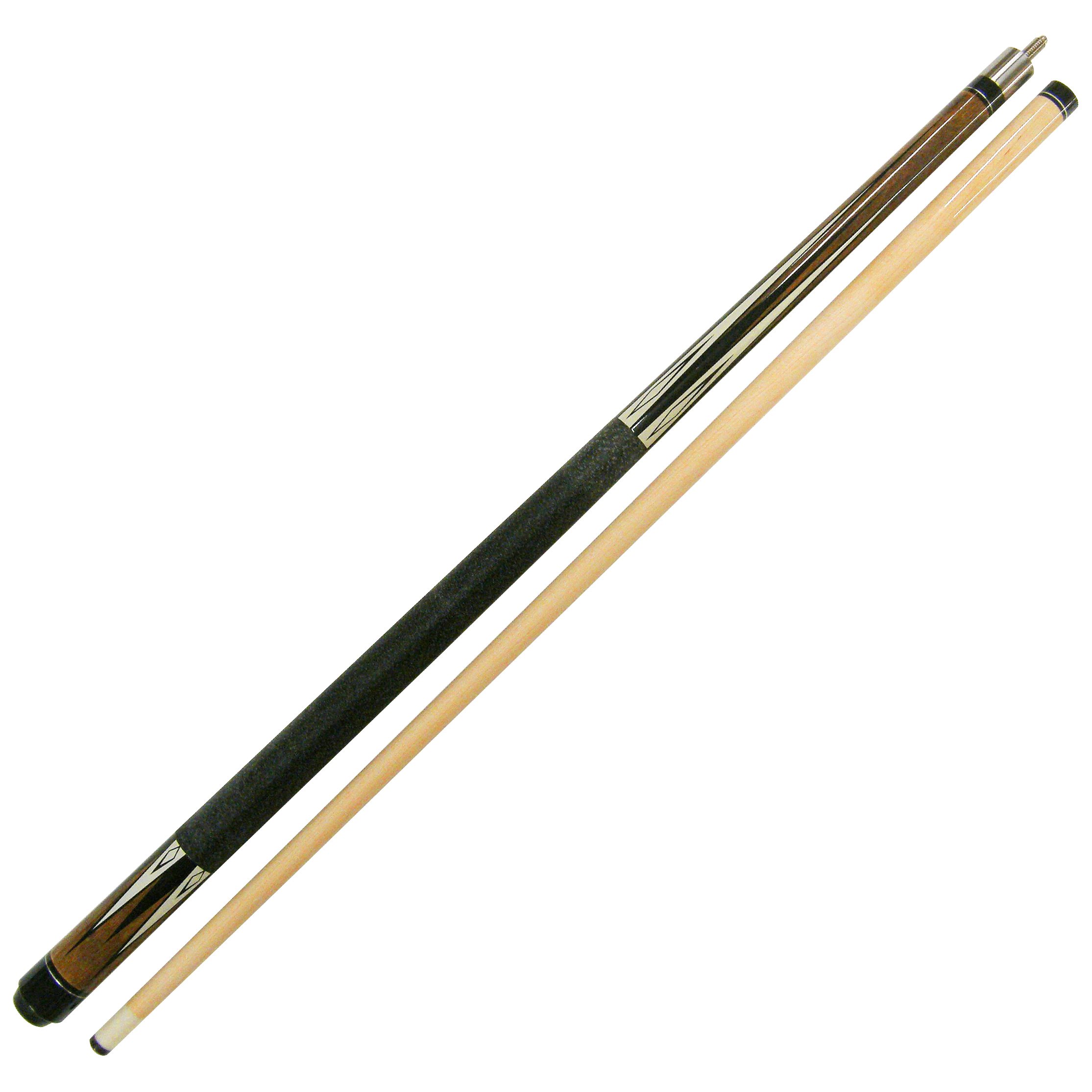 58" Brown Black 2 Pce Hardwood Maple Pool Cue Billiard Stick w/Steel Joint