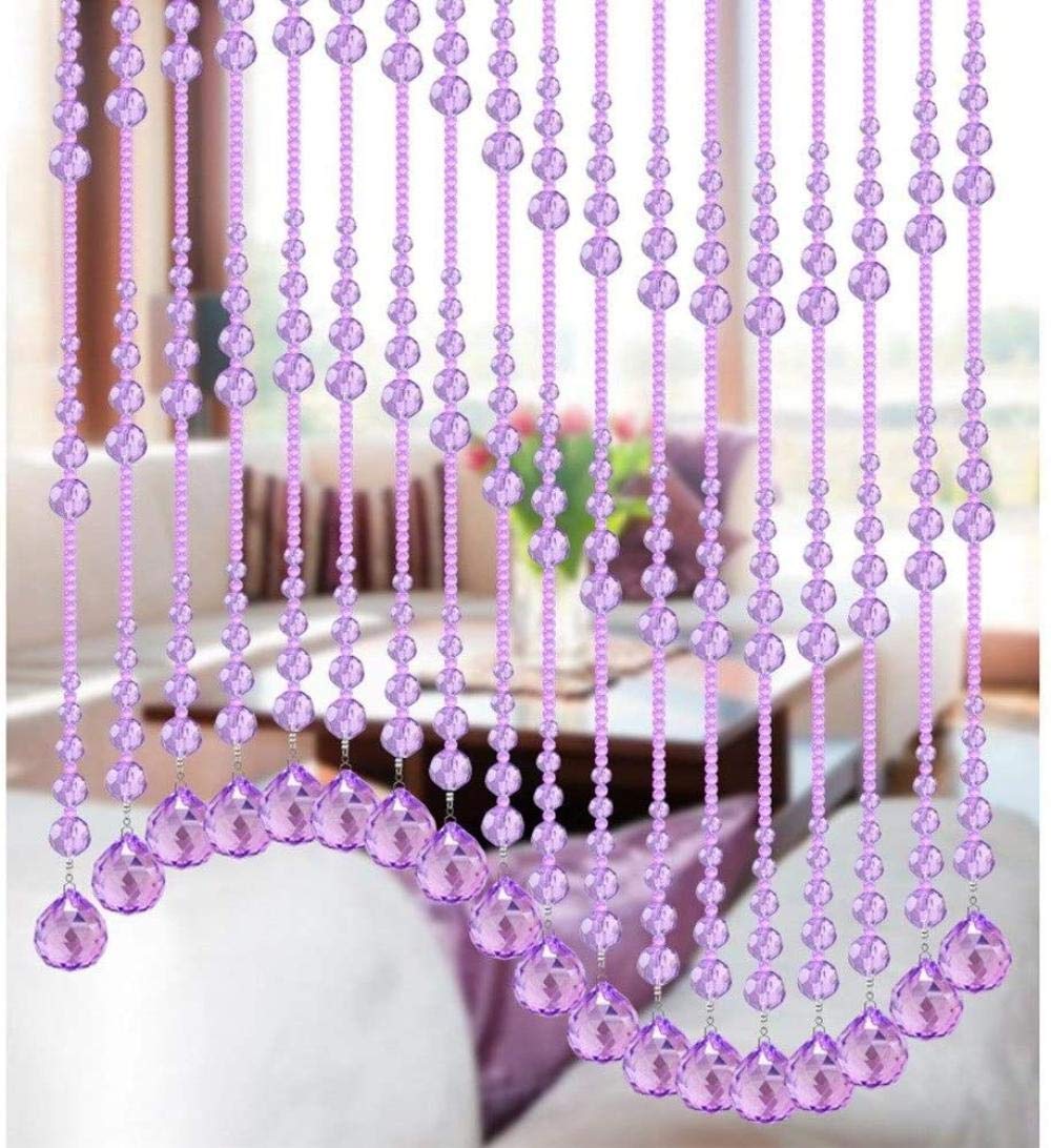 Rideau de perles en verre cristal moderne 30 brins pour separateur de salon 100x90cm