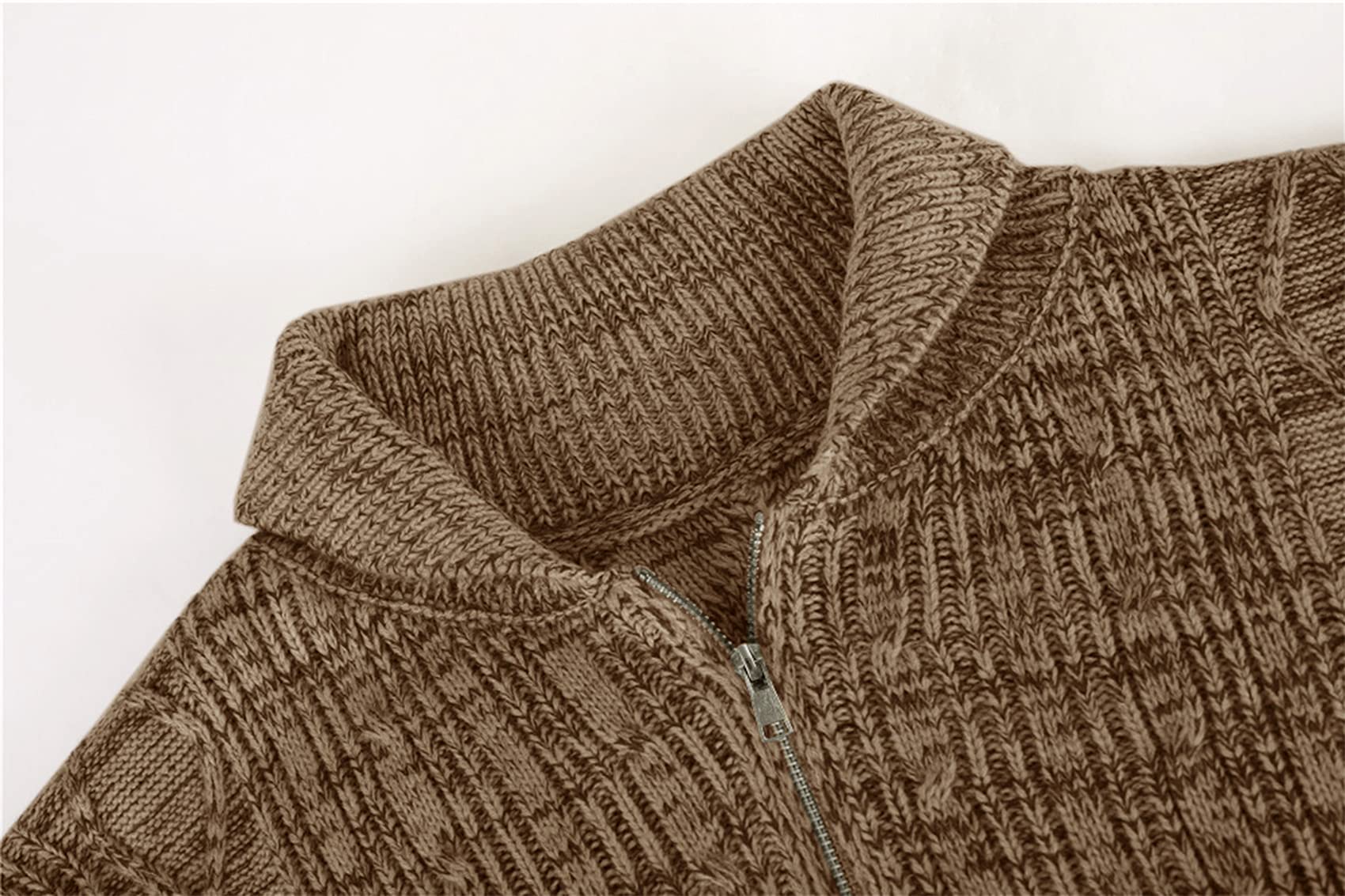Runcati Cárdigan de Manga Larga para Hombre con diseño Trenzado, Cremallera Chaqueta de Punto para Camisa y Camisa