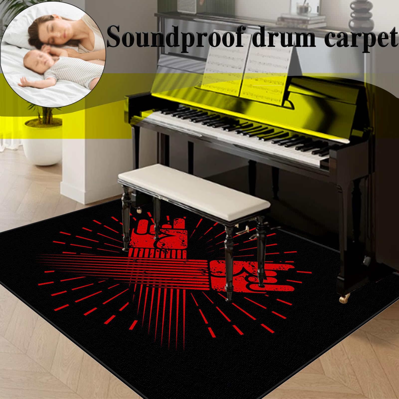 Dywaniki akustyczne, mata z baterią elektroniczną, 100 x 80 cm dźwiękoszczelna mata, mata bębnowa do pudełka na baterie akustyczne bębny i instrumenty muzyczne dźwiękoszczelny koc bębnowy